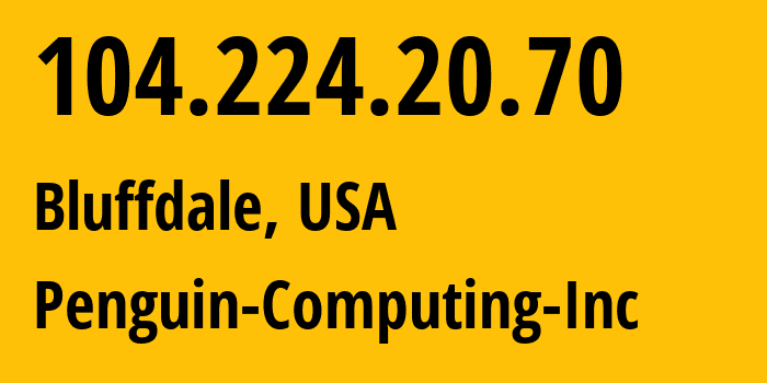 IP-адрес 104.224.20.70 (Bluffdale, Юта, США) определить местоположение, координаты на карте, ISP провайдер AS399069 Penguin-Computing-Inc // кто провайдер айпи-адреса 104.224.20.70