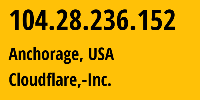 IP-адрес 104.28.236.152 (Анкоридж, Аляска, США) определить местоположение, координаты на карте, ISP провайдер AS13335 Cloudflare,-Inc. // кто провайдер айпи-адреса 104.28.236.152