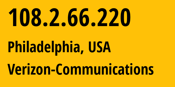 IP address 108.2.66.220 get location, coordinates on map, ISP provider AS701 Verizon-Communications // who is provider of ip address 108.2.66.220, whose IP address