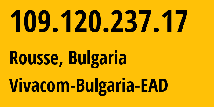 IP-адрес 109.120.237.17 (Русе, Ruse, Болгария) определить местоположение, координаты на карте, ISP провайдер AS34569 Networx-Bulgaria-Ltd. // кто провайдер айпи-адреса 109.120.237.17