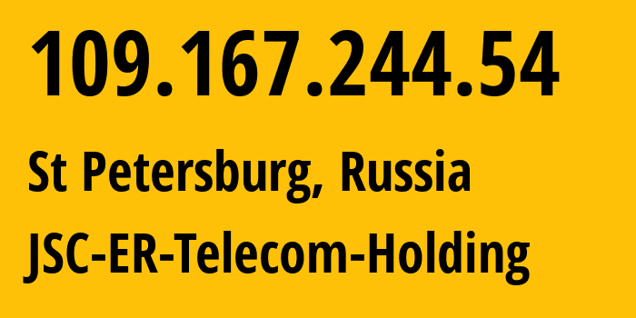 IP address 109.167.244.54 (St Petersburg, St.-Petersburg, Russia) get location, coordinates on map, ISP provider AS25408 JSC-ER-Telecom-Holding // who is provider of ip address 109.167.244.54, whose IP address