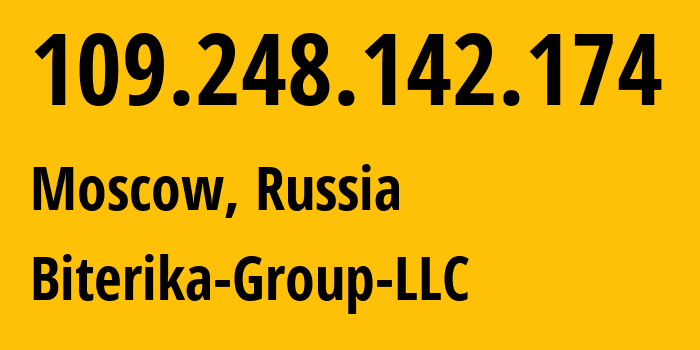 IP-адрес 109.248.142.174 (Москва, Москва, Россия) определить местоположение, координаты на карте, ISP провайдер AS35048 Biterika-Group-LLC // кто провайдер айпи-адреса 109.248.142.174