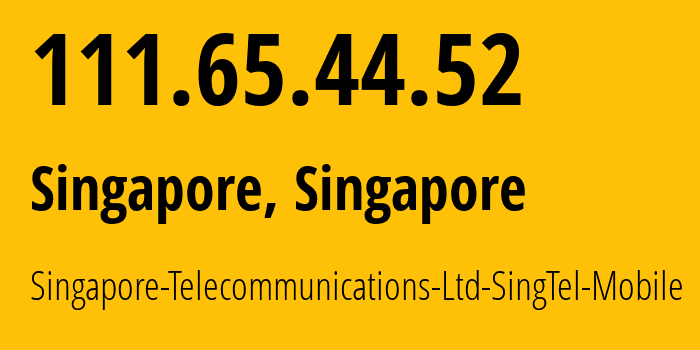 IP-адрес 111.65.44.52 (Сингапур, Central Singapore, Сингапур) определить местоположение, координаты на карте, ISP провайдер AS45143 Singapore-Telecommunications-Ltd-SingTel-Mobile // кто провайдер айпи-адреса 111.65.44.52