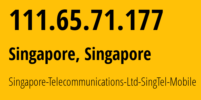 IP address 111.65.71.177 (Singapore, North West, Singapore) get location, coordinates on map, ISP provider AS45143 Singapore-Telecommunications-Ltd-SingTel-Mobile // who is provider of ip address 111.65.71.177, whose IP address