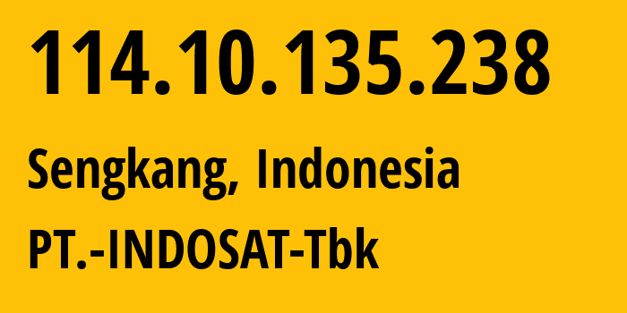 IP-адрес 114.10.135.238 (Sengkang, South Sulawesi, Индонезия) определить местоположение, координаты на карте, ISP провайдер AS4761 PT.-INDOSAT-Tbk // кто провайдер айпи-адреса 114.10.135.238