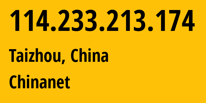 IP address 114.233.213.174 (Nanjing, Jiangsu, China) get location, coordinates on map, ISP provider AS4134 Chinanet // who is provider of ip address 114.233.213.174, whose IP address