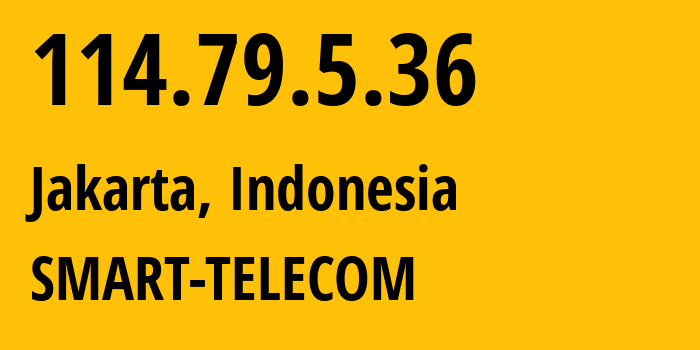 IP address 114.79.5.36 (Jakarta, Jakarta, Indonesia) get location, coordinates on map, ISP provider AS18004 SMART-TELECOM // who is provider of ip address 114.79.5.36, whose IP address