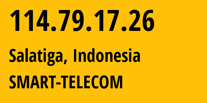 IP address 114.79.17.26 (Salatiga, Central Java, Indonesia) get location, coordinates on map, ISP provider AS18004 SMART-TELECOM // who is provider of ip address 114.79.17.26, whose IP address