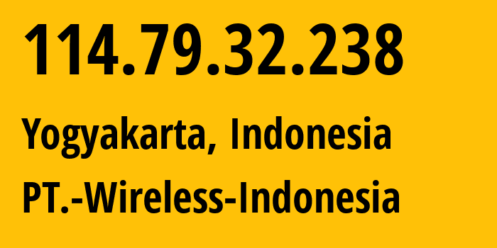 IP-адрес 114.79.32.238 (Джокьякарта, Yogyakarta, Индонезия) определить местоположение, координаты на карте, ISP провайдер AS18004 PT.-Wireless-Indonesia // кто провайдер айпи-адреса 114.79.32.238