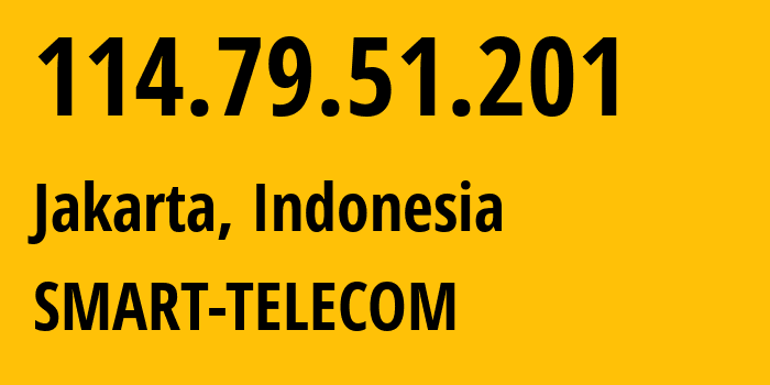 IP address 114.79.51.201 (Jakarta, Jakarta, Indonesia) get location, coordinates on map, ISP provider AS18004 SMART-TELECOM // who is provider of ip address 114.79.51.201, whose IP address