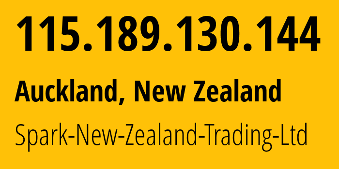 IP-адрес 115.189.130.144 (Окленд, Окленд, Новая Зеландия) определить местоположение, координаты на карте, ISP провайдер AS4771 Spark-New-Zealand-Trading-Ltd // кто провайдер айпи-адреса 115.189.130.144