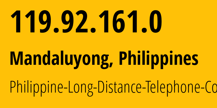 IP address 119.92.161.0 get location, coordinates on map, ISP provider AS9299 Philippine-Long-Distance-Telephone-Co. // who is provider of ip address 119.92.161.0, whose IP address