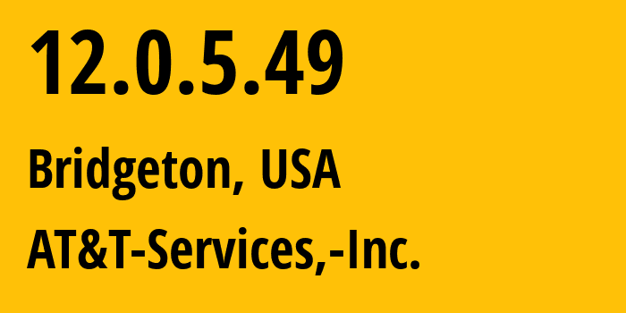 IP-адрес 12.0.5.49 (Bridgeton, Миссури, США) определить местоположение, координаты на карте, ISP провайдер AS7018 AT&T-Services,-Inc. // кто провайдер айпи-адреса 12.0.5.49