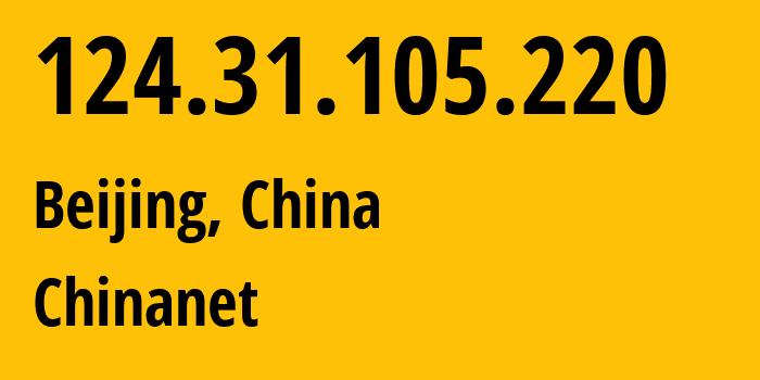 IP address 124.31.105.220 (Beijing, Beijing, China) get location, coordinates on map, ISP provider AS4134 Chinanet // who is provider of ip address 124.31.105.220, whose IP address