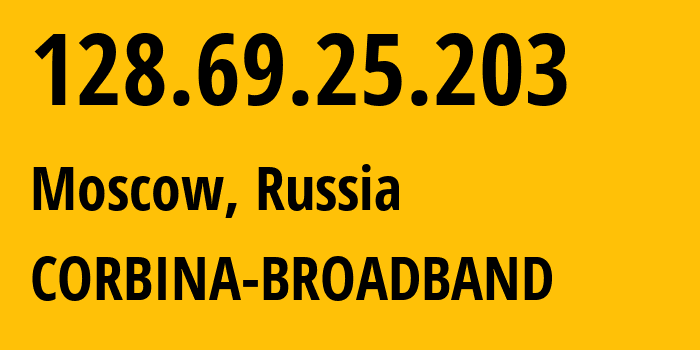 IP address 128.69.25.203 (Kemerovo, Kemerovo Oblast, Russia) get location, coordinates on map, ISP provider AS8402 CORBINA-BROADBAND // who is provider of ip address 128.69.25.203, whose IP address