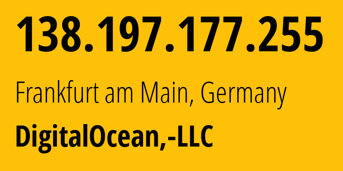 IP-адрес 138.197.177.255 (Франкфурт, Гессен, Германия) определить местоположение, координаты на карте, ISP провайдер AS14061 DigitalOcean,-LLC // кто провайдер айпи-адреса 138.197.177.255