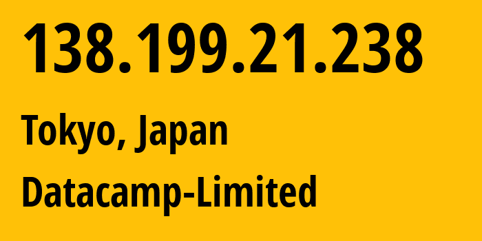 IP address 138.199.21.238 (Tokyo, Tokyo, Japan) get location, coordinates on map, ISP provider AS212238 Datacamp-Limited // who is provider of ip address 138.199.21.238, whose IP address