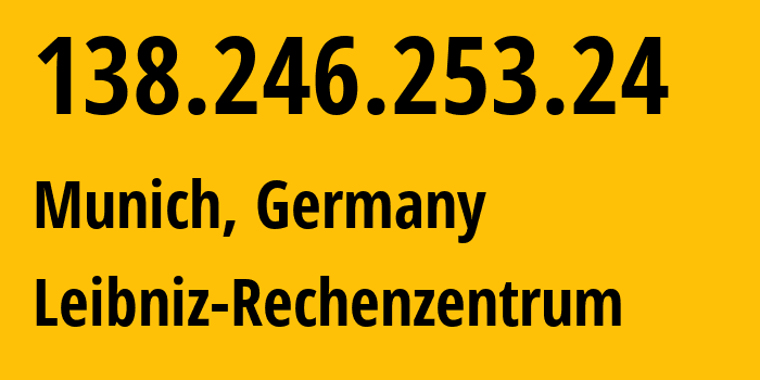 IP-адрес 138.246.253.24 (Мюнхен, Бавария, Германия) определить местоположение, координаты на карте, ISP провайдер AS12816 Leibniz-Rechenzentrum // кто провайдер айпи-адреса 138.246.253.24