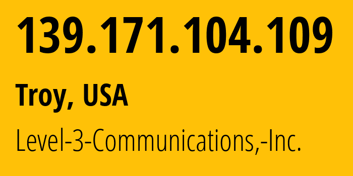 IP address 139.171.104.109 (Troy, Michigan, USA) get location, coordinates on map, ISP provider AS10753 Level-3-Communications,-Inc. // who is provider of ip address 139.171.104.109, whose IP address