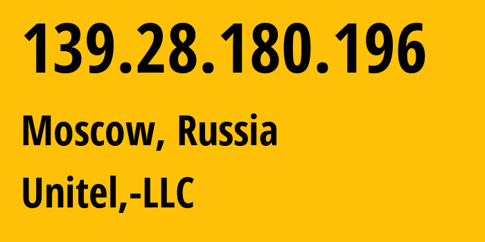 IP address 139.28.180.196 (Moscow, Moscow, Russia) get location, coordinates on map, ISP provider AS62205 Unitel,-LLC // who is provider of ip address 139.28.180.196, whose IP address