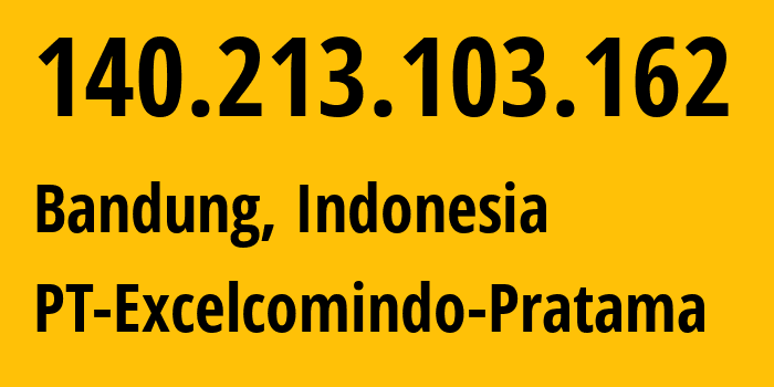 IP address 140.213.103.162 (Bandung, West Java, Indonesia) get location, coordinates on map, ISP provider AS24203 PT-Excelcomindo-Pratama // who is provider of ip address 140.213.103.162, whose IP address