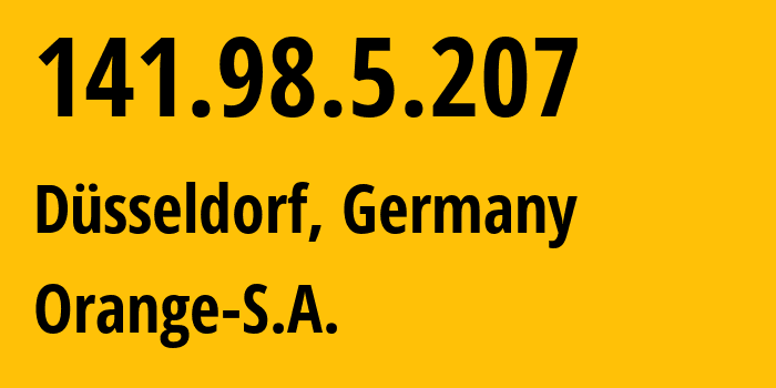 IP address 141.98.5.207 (Düsseldorf, North Rhine-Westphalia, Germany) get location, coordinates on map, ISP provider AS5511 Orange-S.A. // who is provider of ip address 141.98.5.207, whose IP address