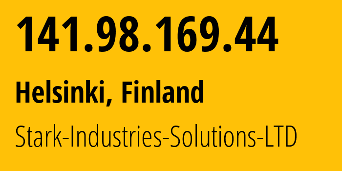 IP-адрес 141.98.169.44 (Хельсинки, Уусимаа, Финляндия) определить местоположение, координаты на карте, ISP провайдер AS44477 Stark-Industries-Solutions-LTD // кто провайдер айпи-адреса 141.98.169.44