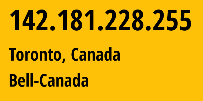 IP-адрес 142.181.228.255 (Торонто, Онтарио, Канада) определить местоположение, координаты на карте, ISP провайдер AS577 Bell-Canada // кто провайдер айпи-адреса 142.181.228.255