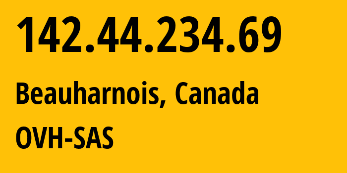 IP-адрес 142.44.234.69 (Боарнуа, Quebec, Канада) определить местоположение, координаты на карте, ISP провайдер AS16276 OVH-SAS // кто провайдер айпи-адреса 142.44.234.69