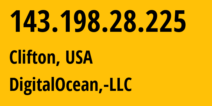 IP-адрес 143.198.28.225 (Клифтон, Нью-Джерси, США) определить местоположение, координаты на карте, ISP провайдер AS14061 DigitalOcean,-LLC // кто провайдер айпи-адреса 143.198.28.225