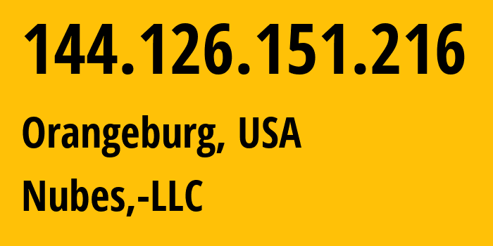 IP address 144.126.151.216 (Orangeburg, New York, USA) get location, coordinates on map, ISP provider AS40021 Nubes,-LLC // who is provider of ip address 144.126.151.216, whose IP address