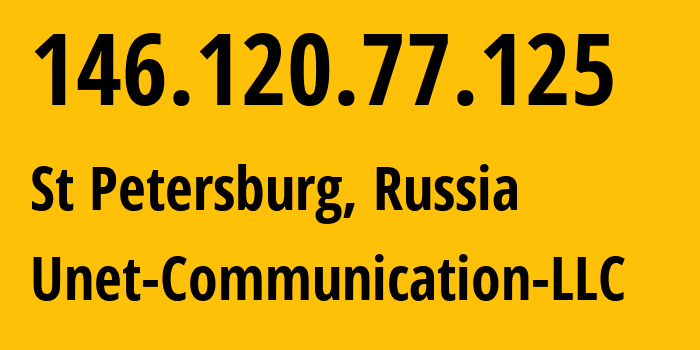 IP-адрес 146.120.77.125 (Санкт-Петербург, Санкт-Петербург, Россия) определить местоположение, координаты на карте, ISP провайдер AS42518 Unet-Communication-LLC // кто провайдер айпи-адреса 146.120.77.125