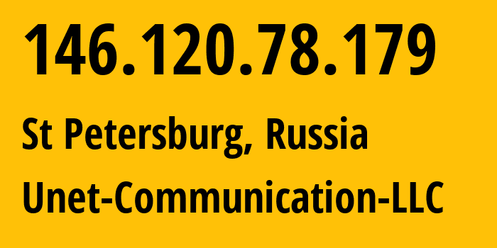 IP-адрес 146.120.78.179 (Санкт-Петербург, Санкт-Петербург, Россия) определить местоположение, координаты на карте, ISP провайдер AS44546 Unet-Communication-LLC // кто провайдер айпи-адреса 146.120.78.179