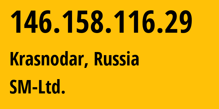 IP address 146.158.116.29 (Krasnodar, Krasnodar Krai, Russia) get location, coordinates on map, ISP provider AS210616 ALFA-TELECOM-s.r.o. // who is provider of ip address 146.158.116.29, whose IP address