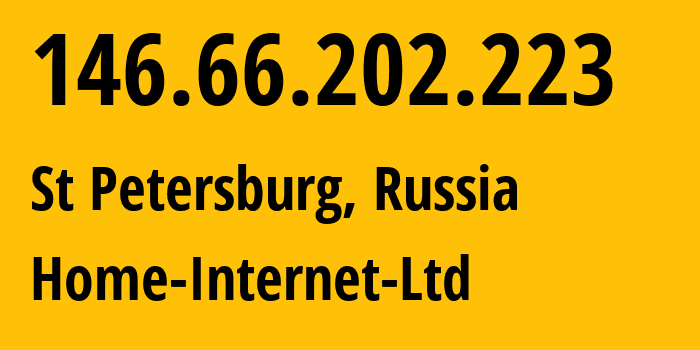 IP-адрес 146.66.202.223 (Санкт-Петербург, Санкт-Петербург, Россия) определить местоположение, координаты на карте, ISP провайдер AS42893 Home-Internet-Ltd // кто провайдер айпи-адреса 146.66.202.223