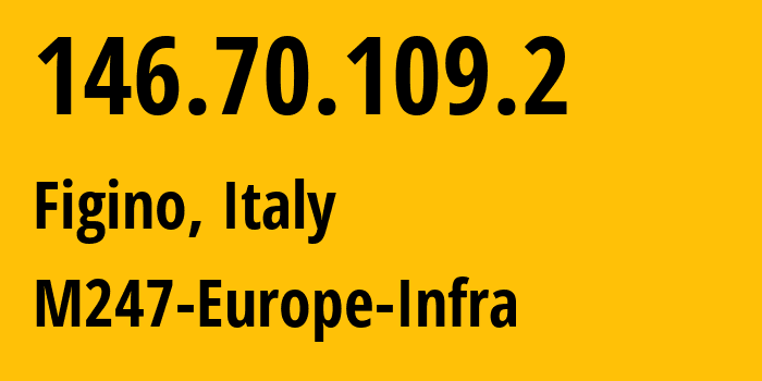 IP address 146.70.109.2 (Milan, Lombardy, Italy) get location, coordinates on map, ISP provider AS9009 M247-Europe-Infra // who is provider of ip address 146.70.109.2, whose IP address