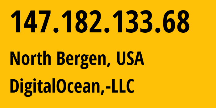 IP address 147.182.133.68 (North Bergen, New Jersey, USA) get location, coordinates on map, ISP provider AS14061 DigitalOcean,-LLC // who is provider of ip address 147.182.133.68, whose IP address