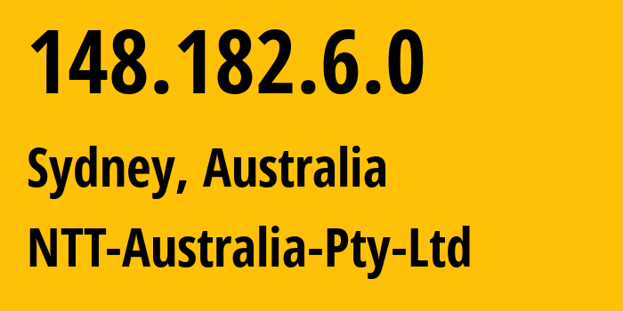 IP-адрес 148.182.6.0 (Сидней, Новый Южный Уэльс, Австралия) определить местоположение, координаты на карте, ISP провайдер AS0 NTT-Australia-Pty-Ltd // кто провайдер айпи-адреса 148.182.6.0