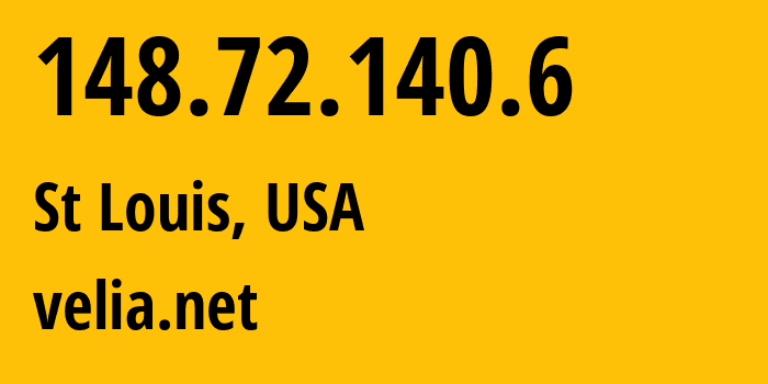 IP-адрес 148.72.140.6 (Сент-Луис, Миссури, США) определить местоположение, координаты на карте, ISP провайдер AS30083 velia.net // кто провайдер айпи-адреса 148.72.140.6