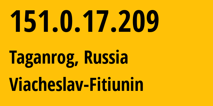 IP-адрес 151.0.17.209 (Макеевка, Донецкая Народная Республика, Россия) определить местоположение, координаты на карте, ISP провайдер AS57164 Viacheslav-Fitiunin // кто провайдер айпи-адреса 151.0.17.209