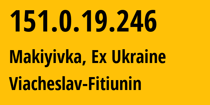 IP address 151.0.19.246 (Taganrog, Rostov Oblast, Russia) get location, coordinates on map, ISP provider AS57164 Viacheslav-Fitiunin // who is provider of ip address 151.0.19.246, whose IP address