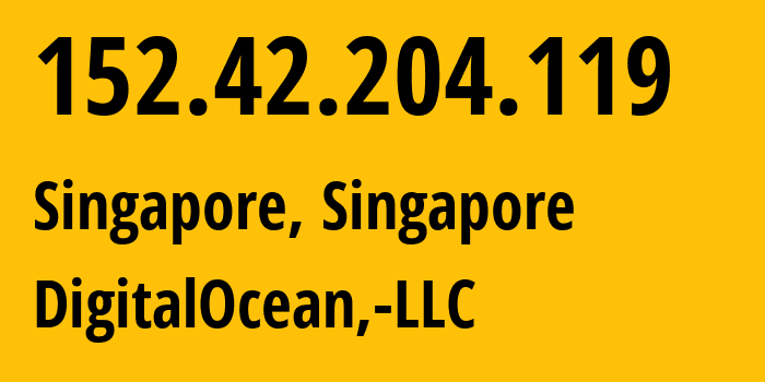 IP-адрес 152.42.204.119 (Сингапур, South West, Сингапур) определить местоположение, координаты на карте, ISP провайдер AS14061 DigitalOcean,-LLC // кто провайдер айпи-адреса 152.42.204.119