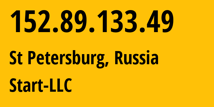 IP-адрес 152.89.133.49 (Санкт-Петербург, Санкт-Петербург, Россия) определить местоположение, координаты на карте, ISP провайдер AS209420 Start-LLC // кто провайдер айпи-адреса 152.89.133.49