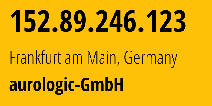 IP address 152.89.246.123 (Frankfurt am Main, Hesse, Germany) get location, coordinates on map, ISP provider AS30823 aurologic-GmbH // who is provider of ip address 152.89.246.123, whose IP address