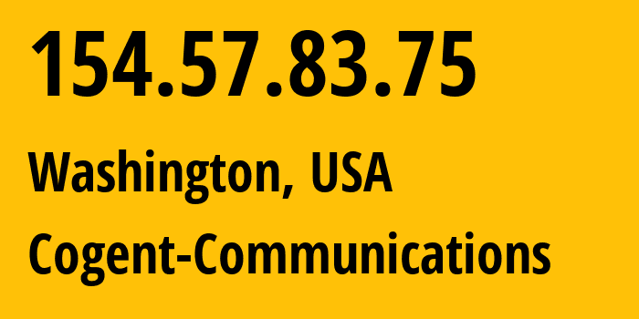 IP-адрес 154.57.83.75 (Вашингтон, Округ Колумбия, США) определить местоположение, координаты на карте, ISP провайдер AS174 Cogent-Communications // кто провайдер айпи-адреса 154.57.83.75