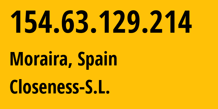 IP-адрес 154.63.129.214 (Морайра, Область Валенсия, Испания) определить местоположение, координаты на карте, ISP провайдер AS62064 Closeness-S.L. // кто провайдер айпи-адреса 154.63.129.214