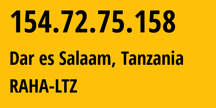 IP address 154.72.75.158 get location, coordinates on map, ISP provider AS30844 RAHA-LTZ // who is provider of ip address 154.72.75.158, whose IP address