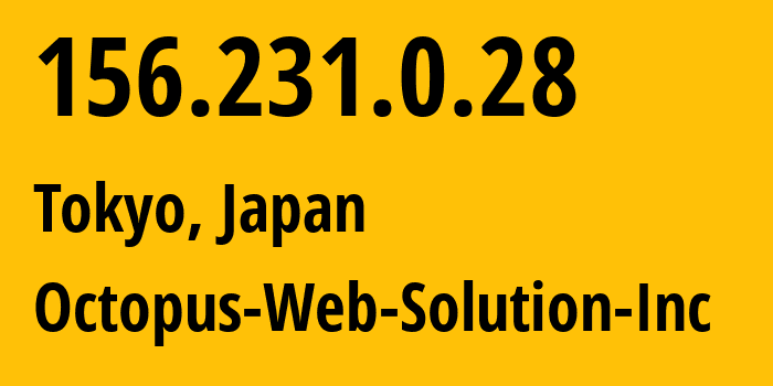 IP-адрес 156.231.0.28 (Токио, Токио, Япония) определить местоположение, координаты на карте, ISP провайдер AS984 Octopus-Web-Solution-Inc // кто провайдер айпи-адреса 156.231.0.28