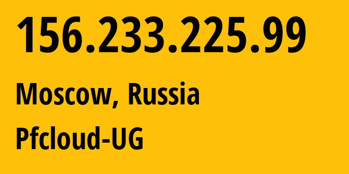 IP address 156.233.225.99 (Moscow, Moscow, Russia) get location, coordinates on map, ISP provider AS51396 Pfcloud-UG // who is provider of ip address 156.233.225.99, whose IP address