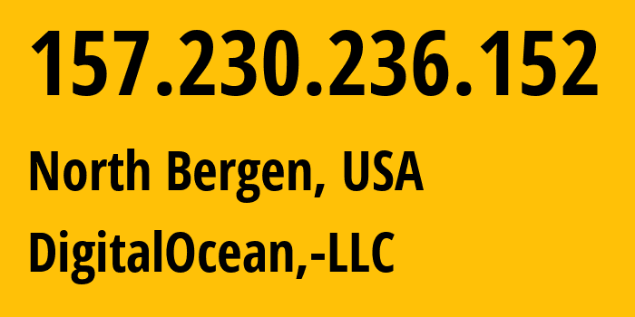 IP-адрес 157.230.236.152 (North Bergen, Нью-Джерси, США) определить местоположение, координаты на карте, ISP провайдер AS14061 DigitalOcean,-LLC // кто провайдер айпи-адреса 157.230.236.152